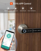 TMEZON Cerradura inteligente para puerta, huella digital, cerradura...