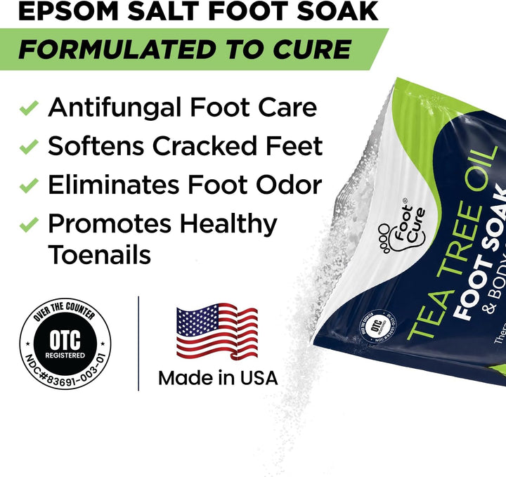 FOOT CURE Aceite de árbol de té para pies con sal de Epsom \u2013 E...