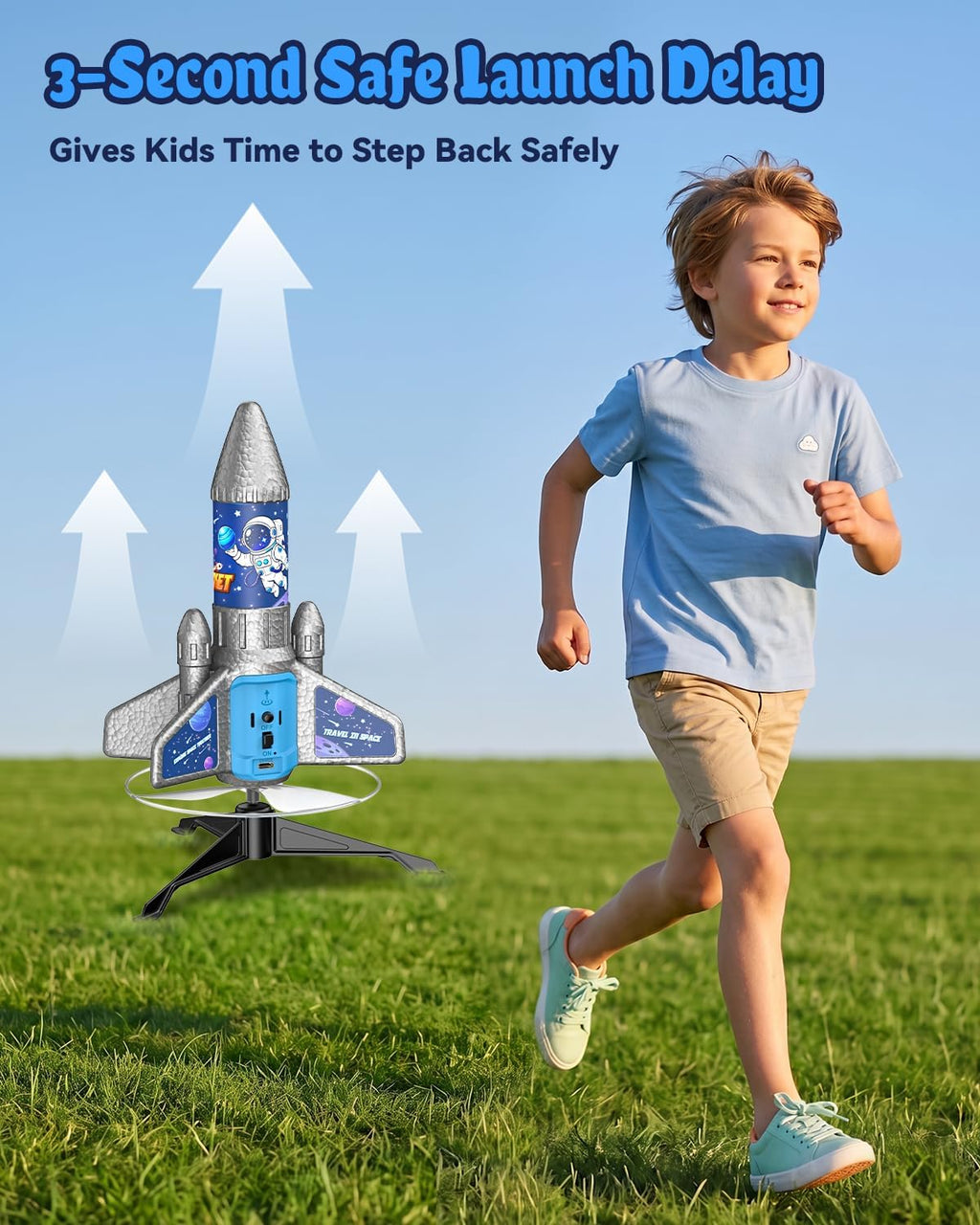 Lanzacohetes para niños, juguete de cohete de lanzamiento automático, 200