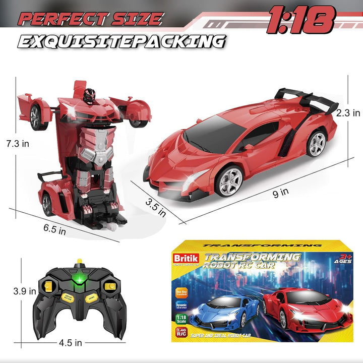 Britik - Auto transformador a control remoto, juguete para niños de...
