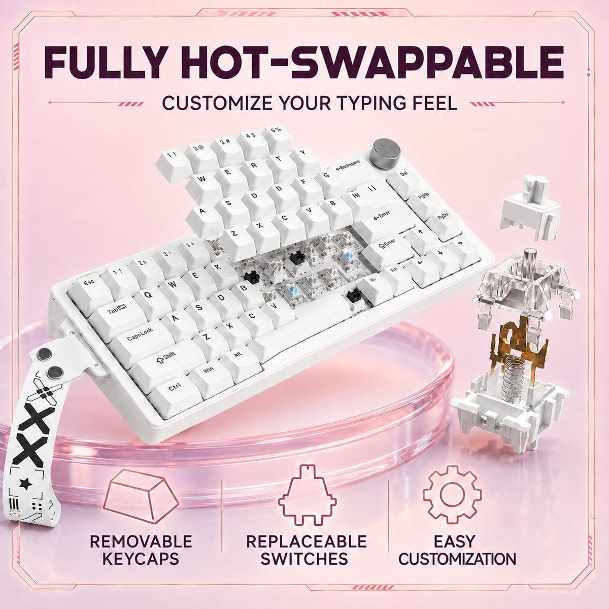 Gaozen Teclado mecánico para juegos FURYCUBE 68% con retroiluminaci...