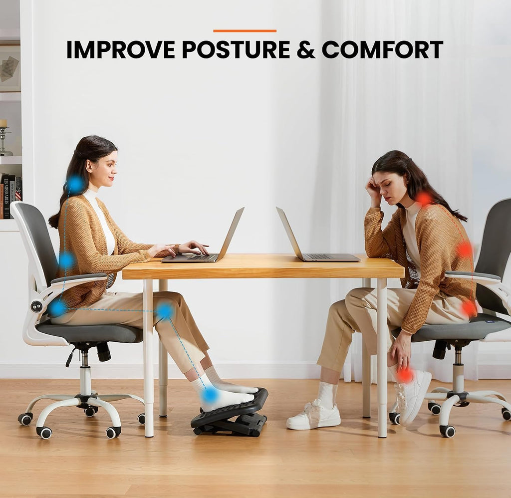 Lámpara ErGear Reposapiés para debajo del escritorio, reposapiés ajustable con 3 configuraciones de altura y ángulo de 30 grados, reposapiés de escritorio ergonómico con textura de masaje, reposapiés y