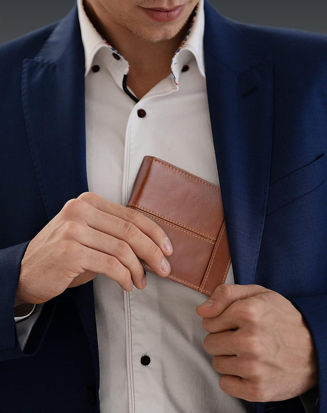 Swallowmall Billetera para hombre con bloqueo Rfid de cuero genuino...