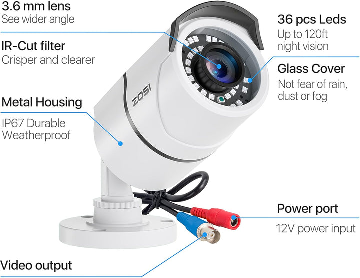 ZOSI - 4 Pack 2MP 1080p HD-TVI Cámara de seguridad para el hogar, p...