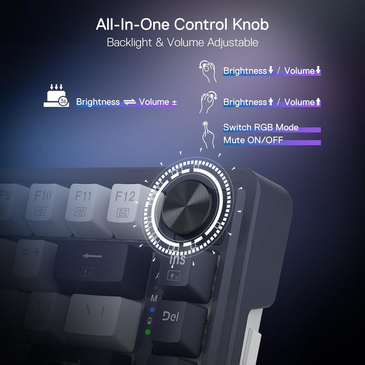 Redragon K673 PRO Teclado Gaming RGB Inalámbrico 75% con Gasket, 3...