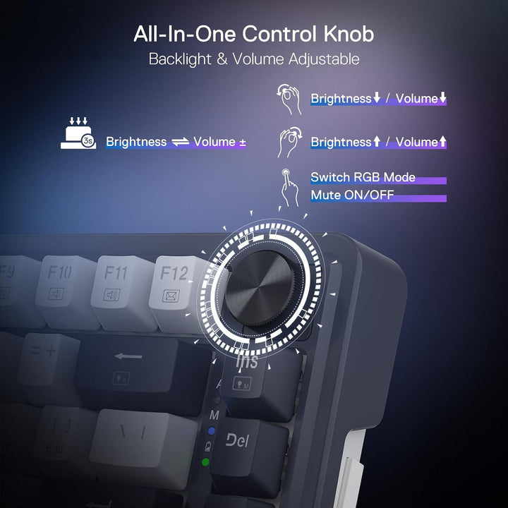 Redragon K673 PRO Teclado Gaming RGB Inalámbrico 75% con Gasket, 3...