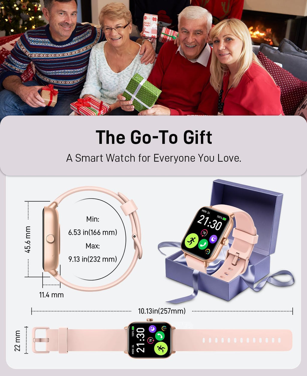 Quican Reloj inteligente para mujer, rastreador de actividad física iOS