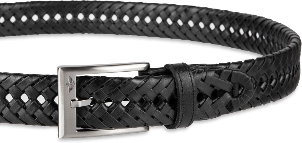 DOCKERS Cinturón de cuero trenzado para hombre, correa casual total...