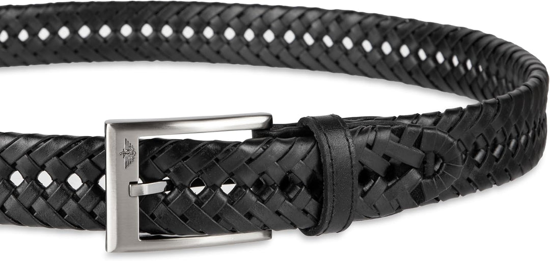 DOCKERS Cinturón de cuero trenzado para hombre, correa casual total...