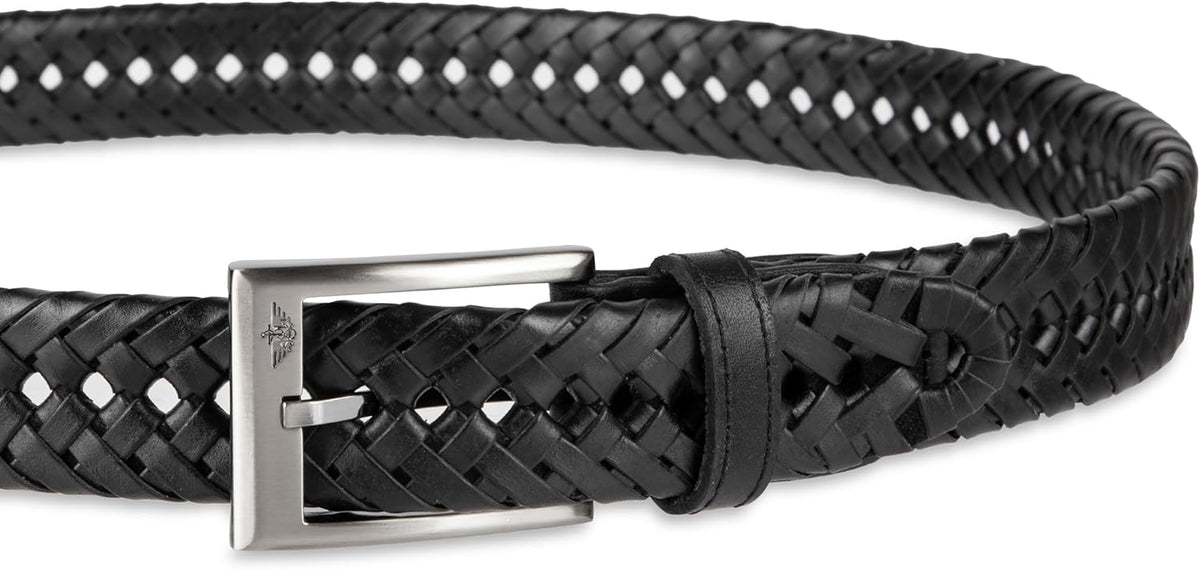 DOCKERS Cinturón de cuero trenzado para hombre, correa casual total...