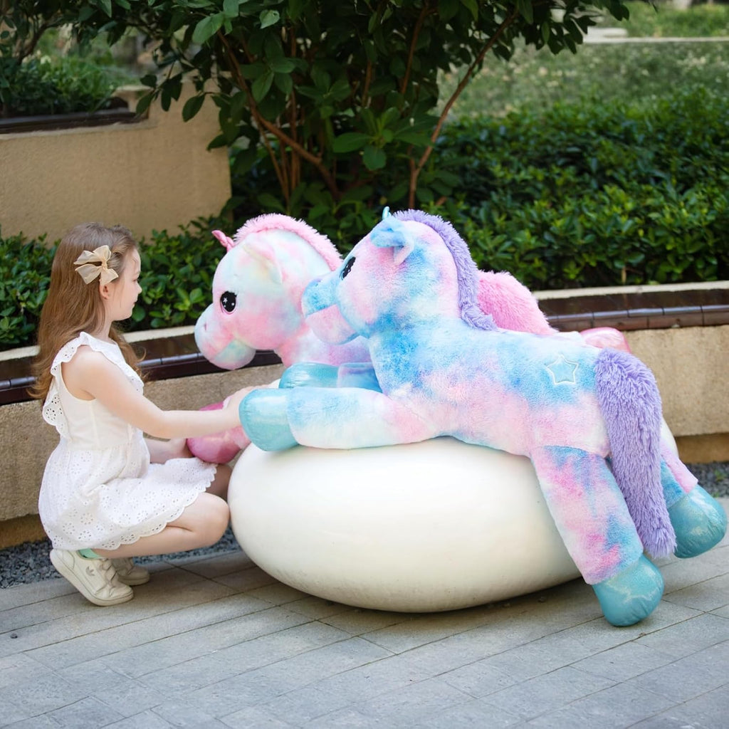 Tezituor - Unicornio gigante de 43 pulgadas, unicornio de peluche rosa arcoíris
