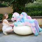 Tezituor - Unicornio gigante de 43 pulgadas, unicornio de peluche rosa arcoíris