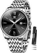 OLEVS Relojes para hombre de lujo de acero inoxidable 30M impermeable