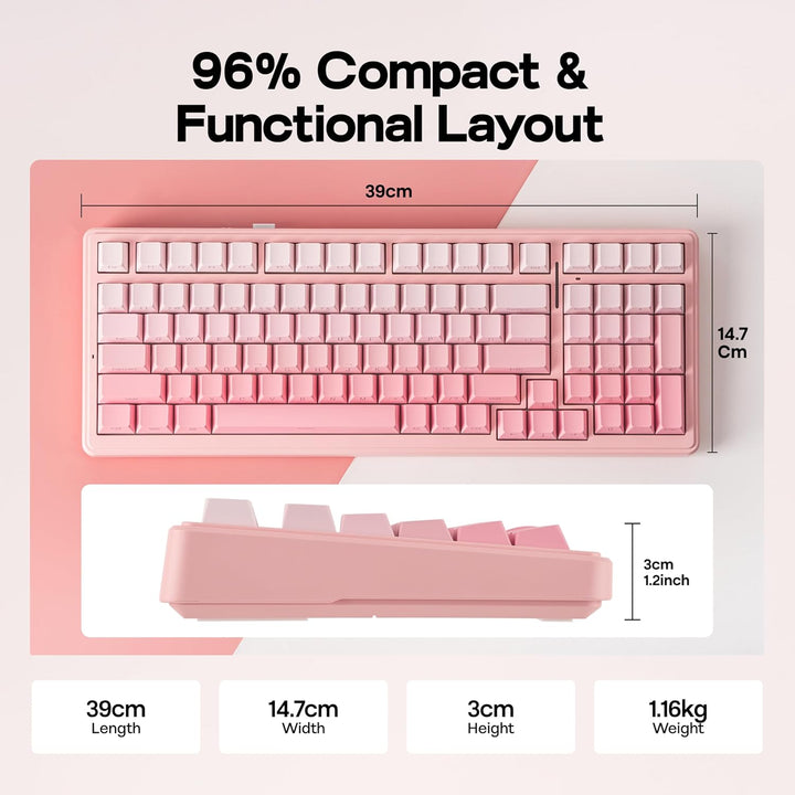 MechLands Aula F99 96% Teclado Inalámbrico para Juegos, Batería de...
