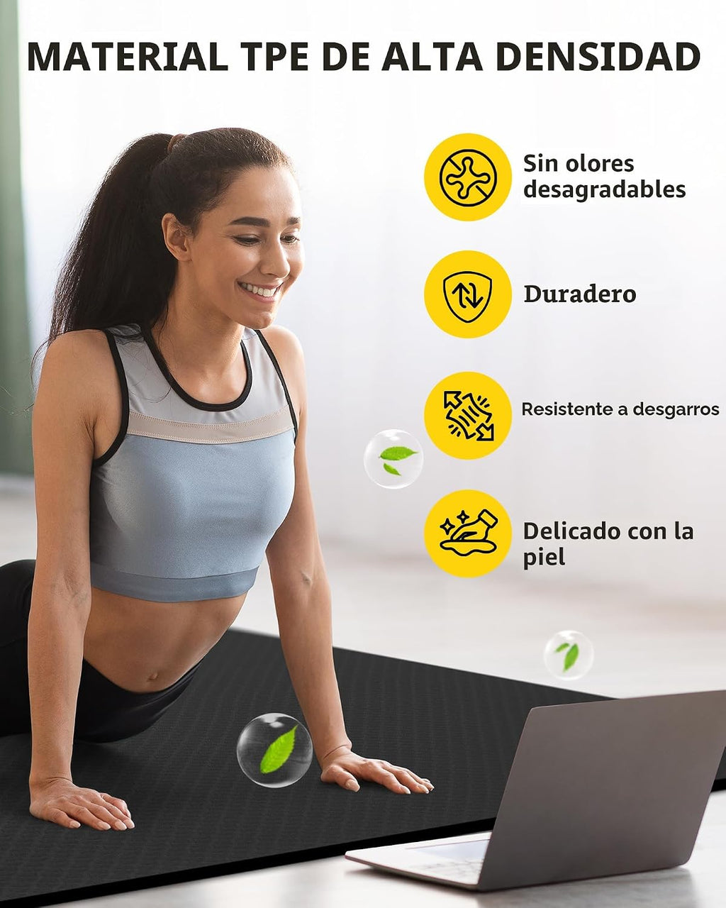 CAMBIVO Esterilla de Yoga Grande (6' x 4'), Alfombrilla de Entrenamiento Extra Ancha para Hombres y Mujeres, Esterilla de Yoga Gruesa de 1/3 y 1/4 Pulgadas, Alfombrillas de Ejercicio para