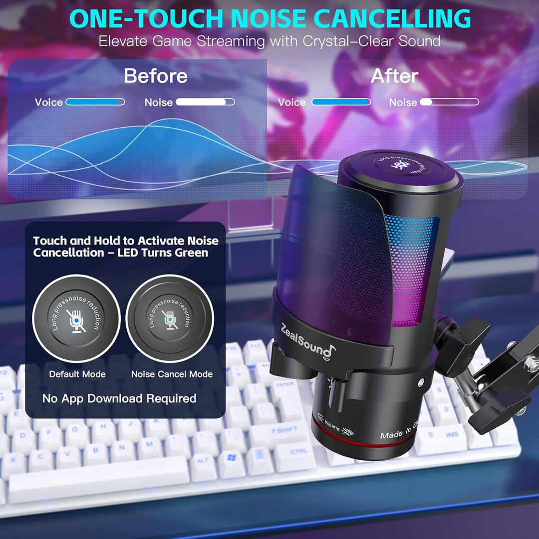 ZealSound Micrófono USB para juegos para iPhone, micrófono de juego...