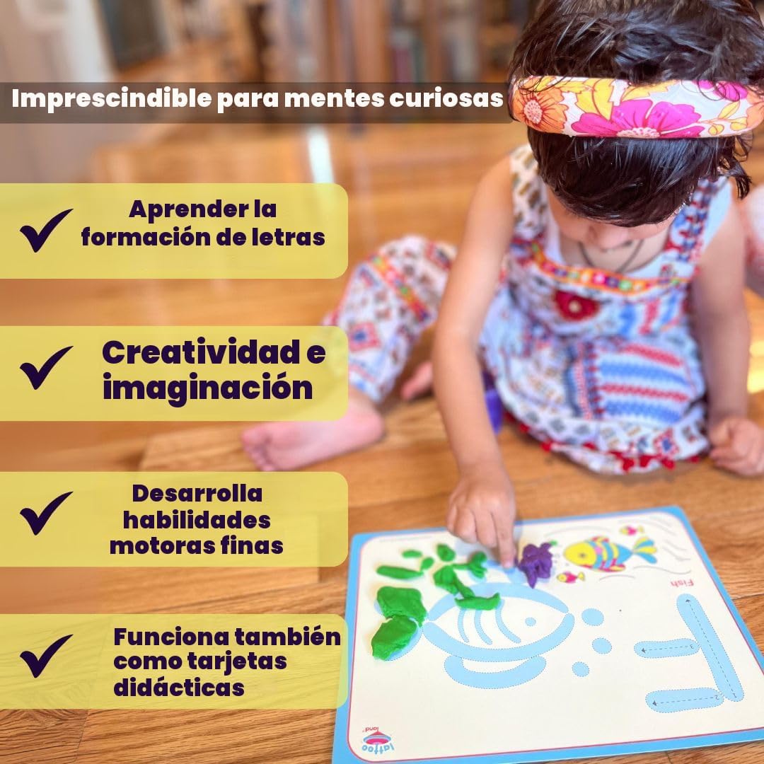 Fieltro de Alfabeto y Números para Trazado de Letras | 36 Tarjetas de Actividad para Arcilla, Plastilina, Marcador | Aprende ABC, Números y Formas | Tarjeta Educativa Montessori para Niños en