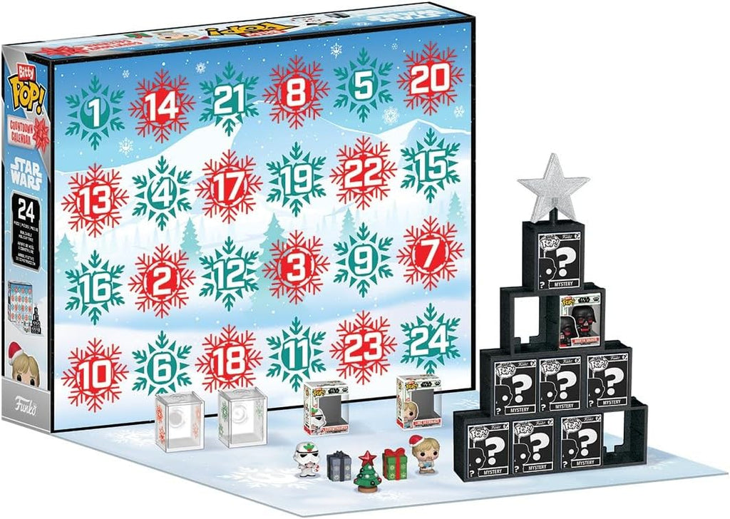 Funko Calendario de cuenta regresiva Pop! Bitty: Star Wars - 24 días de sorpresas - Mini figuras de vinilo coleccionables - Caja misteriosa - Idea de regalo - Regalo de vacaciones para niños - Cuenta