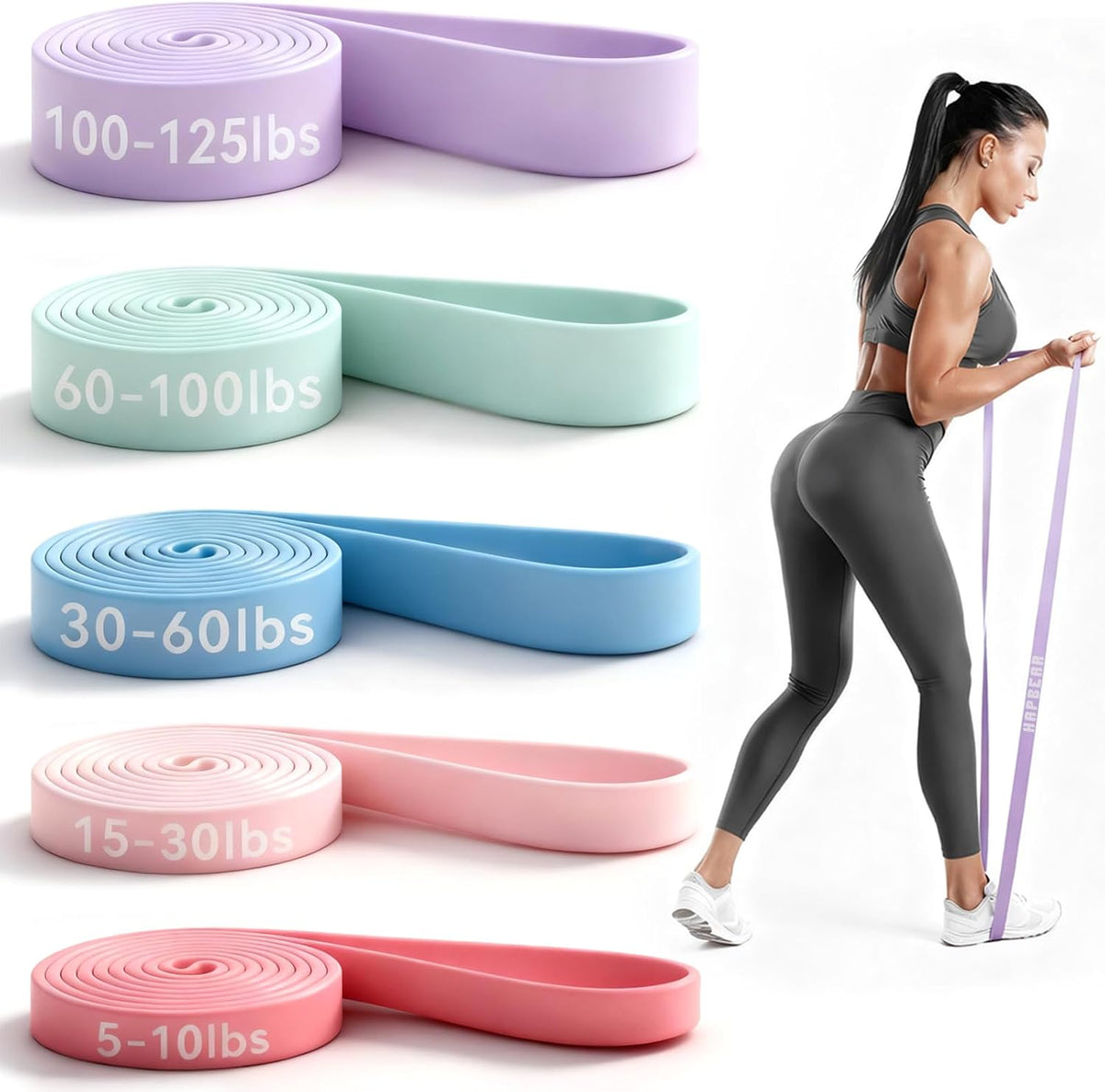 HAPBEAR Pull Up Assistance Bands - Pull Up Bands - Resistance Bands - Exercise Bands Resistance Bands Set de 5 - Workout Bands para Working Out, Stretching, Muscle Training