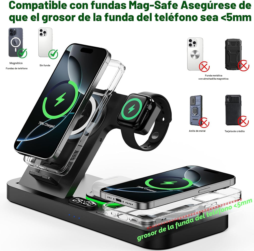Estación de carga inalámbrica plegable del teléfono dual para el uso de Apple, de la pareja y de la familia