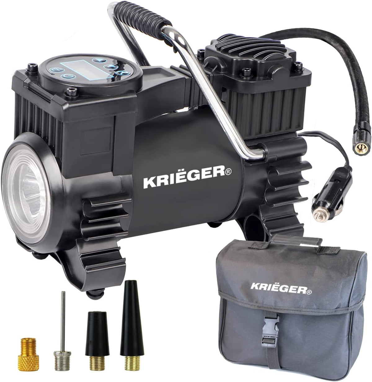 K KRIËGER Compresor de Aire Portátil Inflador de Neumáticos 12V CC...