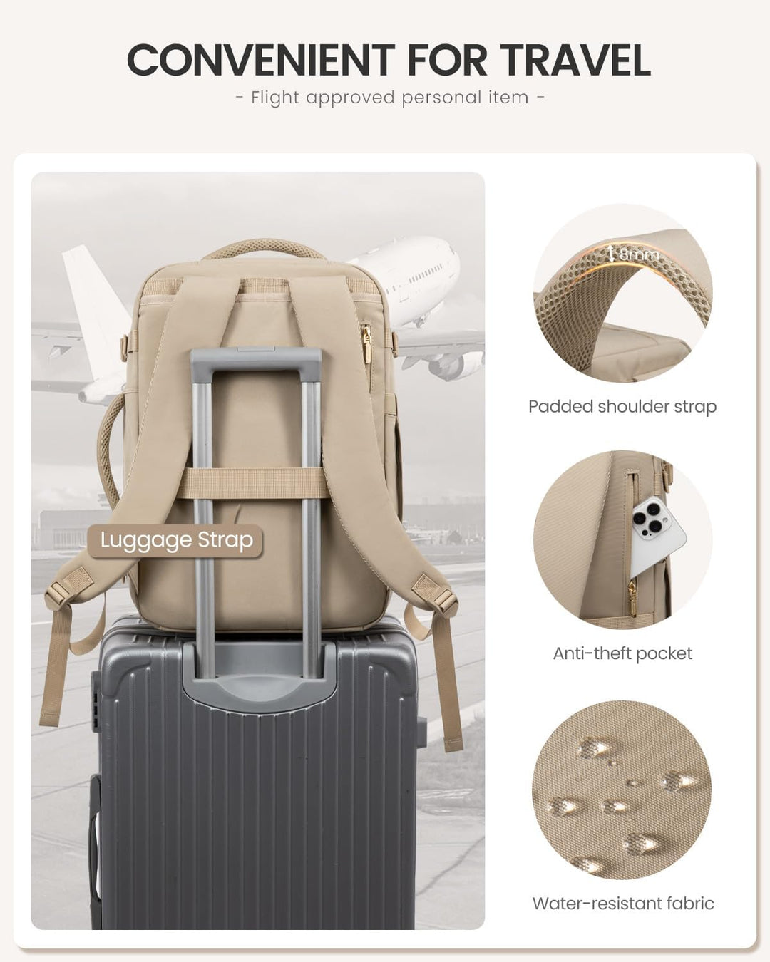 LOVEVOOK Mochila de viaje de 40 L para mujeres y hombres, mochila g...