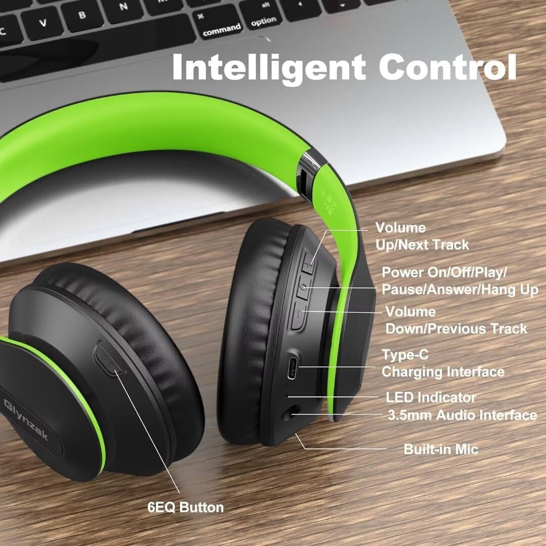 Glynzak Auriculares Bluetooth Inalámbricos Sobre La Oreja 65H Tiemp...
