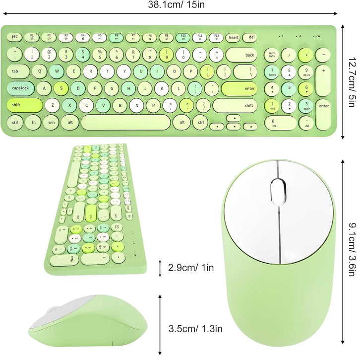 Combo de teclado y mouse inalámbricos, teclado retro con teclas red...
