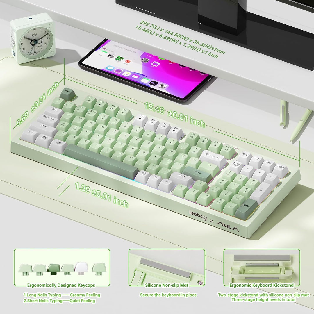 LEOBOG x Aula Teclado Gaming, Teclado Cremoso Inalámbrico, Teclados...