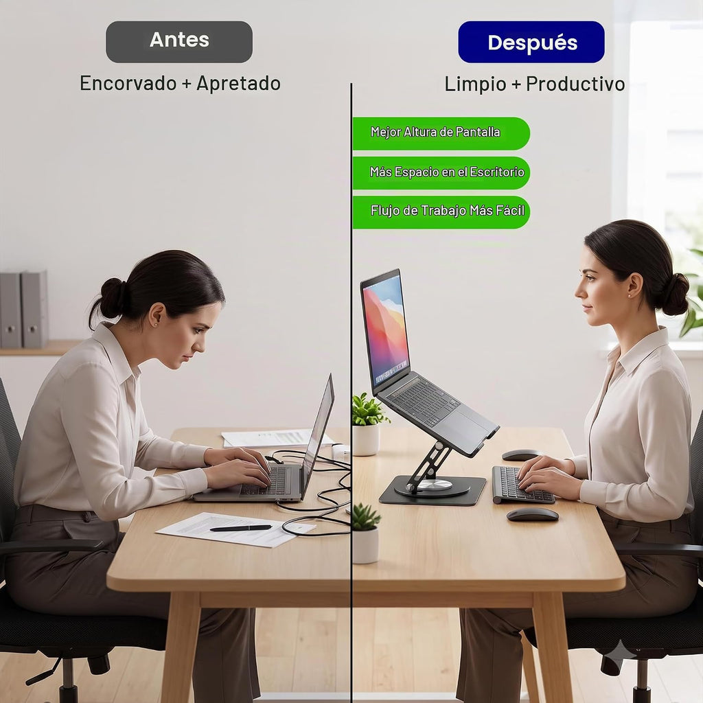 Uncaged Ergonomics Laptop Stand para Desk Riser/360° Swivel (negro)