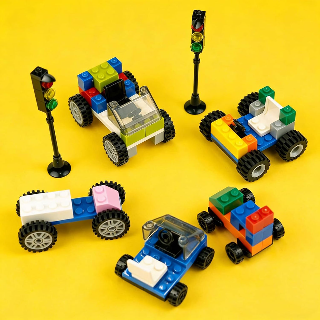 Set de Ruedas y Ejes Neumáticos para Autos con Kit Inicial de Bloques Clásicos para Construcción
