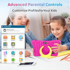 Tablet para niños, tableta Android de 7 pulgadas para niños, 6 GB+32 GB 1 TB expandir, tabletas de cuatro núcleos con funda, BT, WiFi, control parental, juegos, dual (rosa)