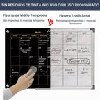 Pizarra blanca con calendario para pared, 36 x 24 pulgadas, cristal
