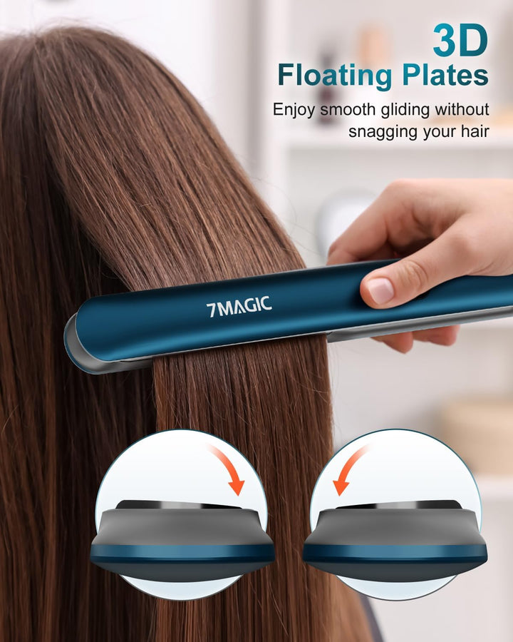 7MAGIC Plancha de pelo alisadora de 1 pulgada, plancha plana de tit...