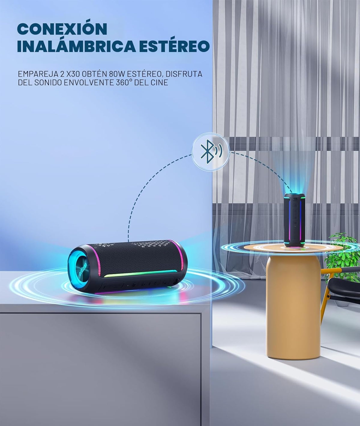 Oritzan Altavoz Bluetooth portátil, sonido fuerte de 40 W y graves...