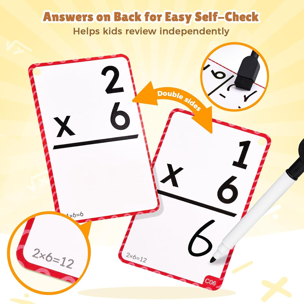 JoyCat 288 tarjetas de matemáticas y tablero de doble cara, 4 operaciones
