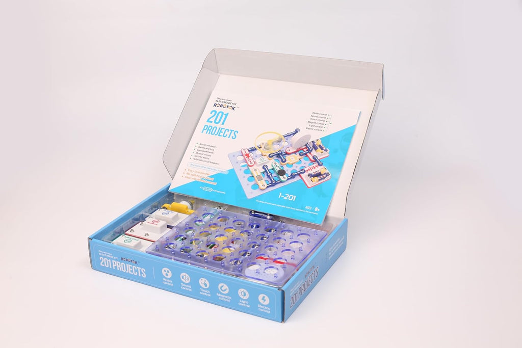 STEM Kit de circuito electrónico para niños, más de 201 proyectos, kit de fabricante de circuitos de física, juguete educativo de experimento científico para niños y niñas a partir de 8 años (color