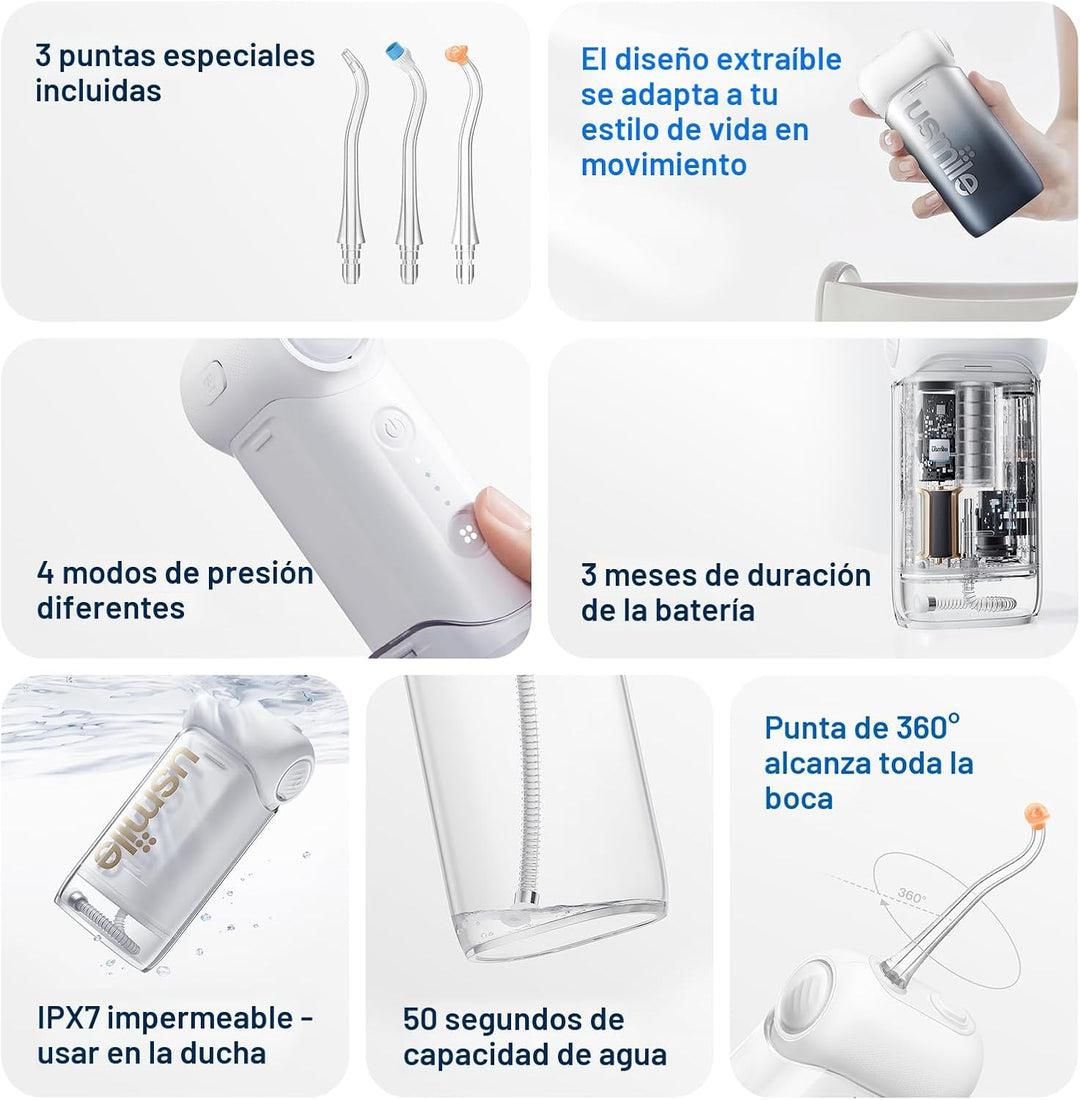 usmile C10 Hilo Dental Portátil \u2013 Apto para viajes, batería de...