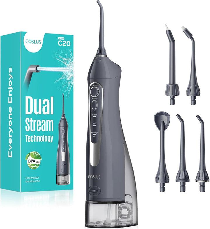 COSLUS Hilo Dental de Agua: Irrigador Oral Portátil Inalámbrico 300...