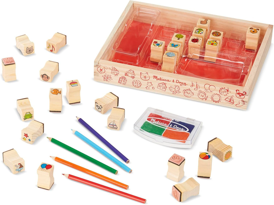 Juego de sellos de madera Melissa &amp; Doug Favorite Things, 26 se...
