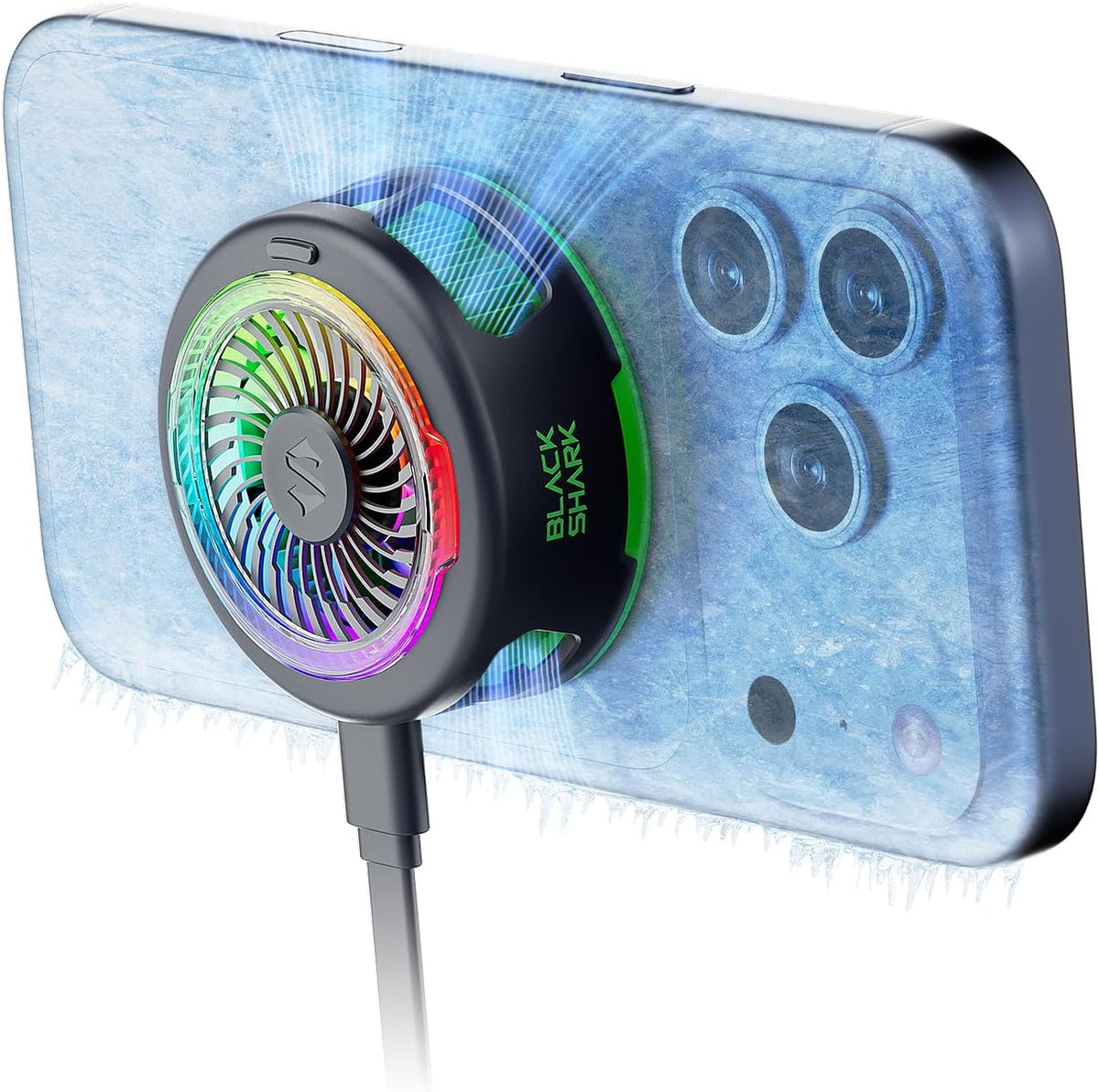 Black Shark FunCooler 6 - Enfriador magnético para teléfono celular para juegos, ventilador de refrigeración portátil para teléfono móvil con luz RGB, radiador de teléfono celular controlado por