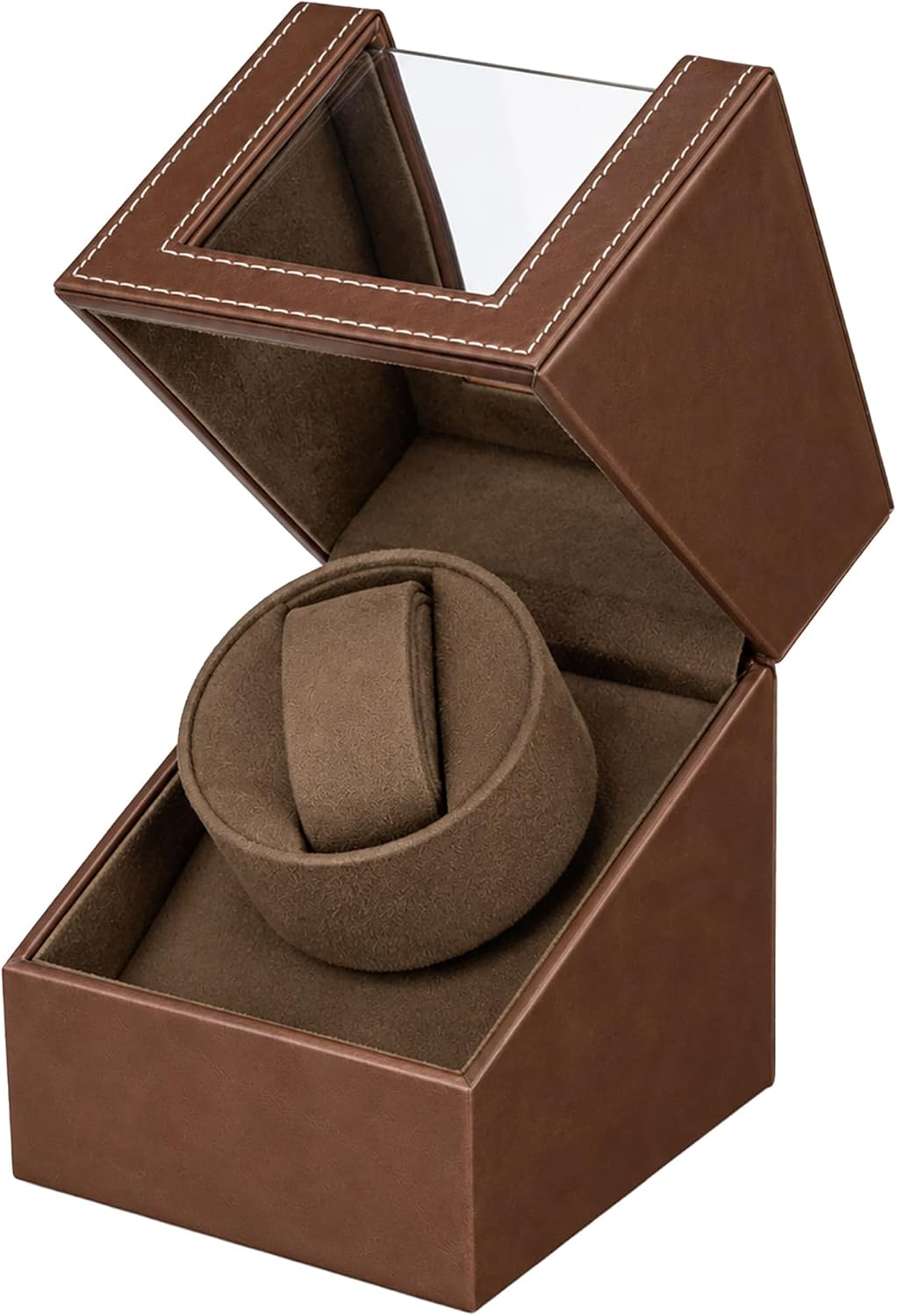 Mcbazel Caja Bobinadora Automática de Reloj de Cuero PU, Motor Silencioso con Enchufe, Caja de Exhibición y Almacenamiento para Relojes Automáticos