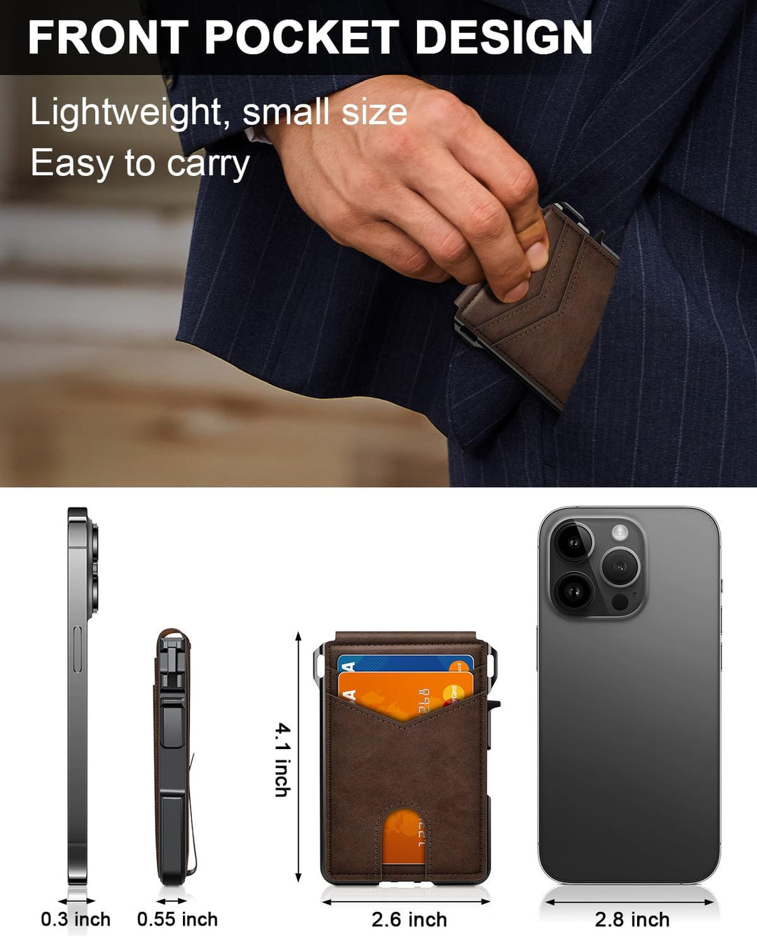 Cartera para hombres, cartera minimalista para hombres de 9-13 tarj...