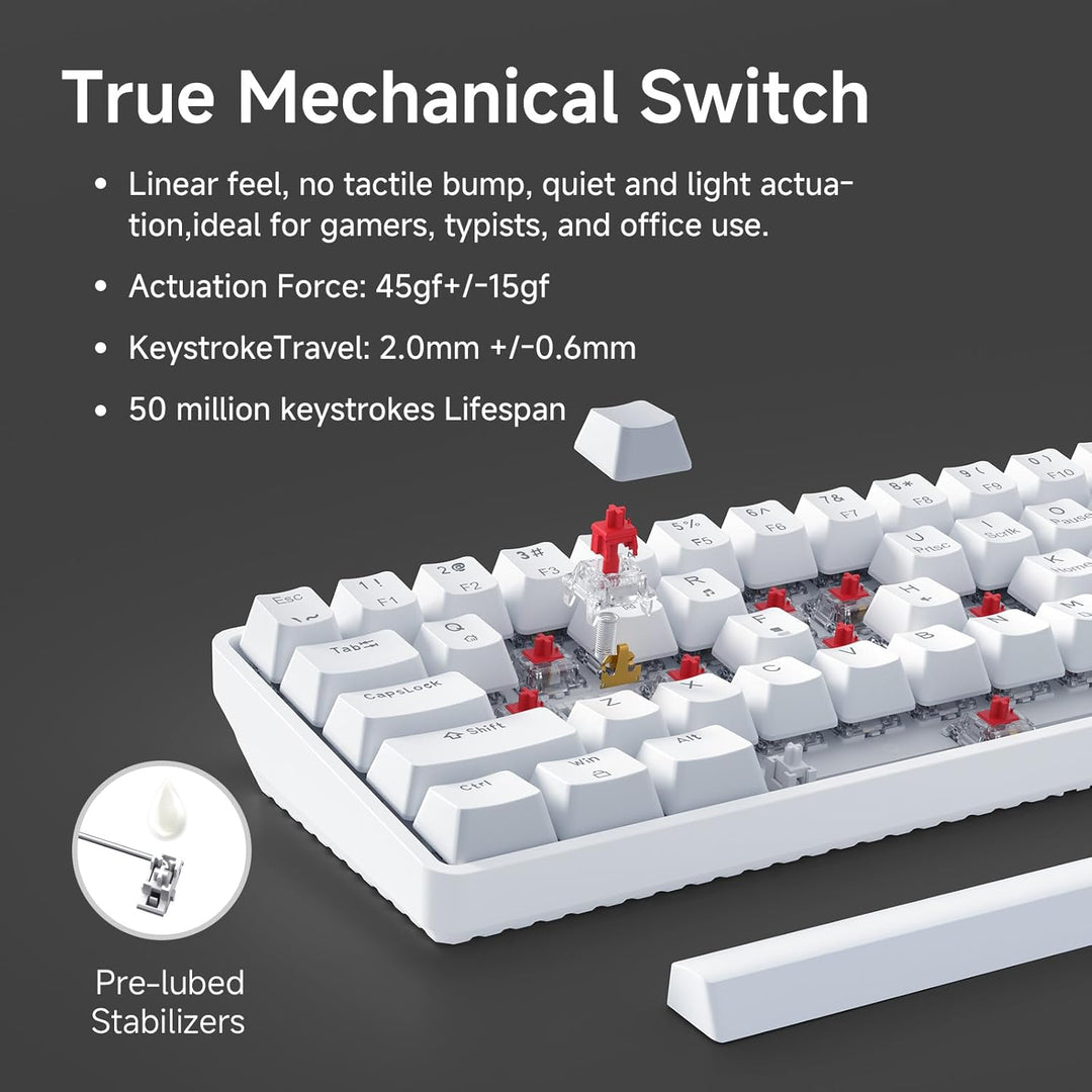 TMKB Teclado Mecánico para Juegos 60%, Interruptor Lineal Rojo, Ret...