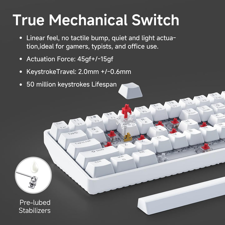 TMKB Teclado Mecánico para Juegos 60%, Interruptor Lineal Rojo, Ret...