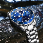 OLEVS Reloj para Hombre Con Diamante Analógico Quartz Negocios Resistente al Agua Acero Inoxidable Fecha Semana Luminiscente Reloj para Hombres
