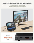 Satechi OntheGo Hub plegable USB-C de soporte, pantalla HDMI 4K/60Hz, negro