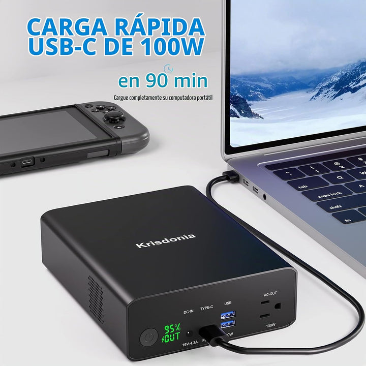 Krisdonia Banco de energía con toma de CA, cargador portátil para l...