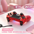 Paquete de 2 controles para PS4 con tapones para joysticks, control inalámbrico con botones traseros programables para PS4/Pro/Slim/PC, batería de 1000mAh/vibración dual/joystick con efecto Hall/panel táctil/giroscopio de 6 ejes/entrada de 3.5 mm