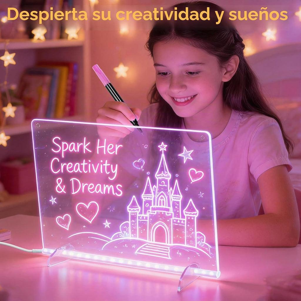 Tablero de dibujo LED con 8 colores, tableros de mensajes acrílicos de 13 x 10 pulgadas con 13 efectos de luz, tablero de garabatos brillantes, regalos para niños, para Pascua, Halloween